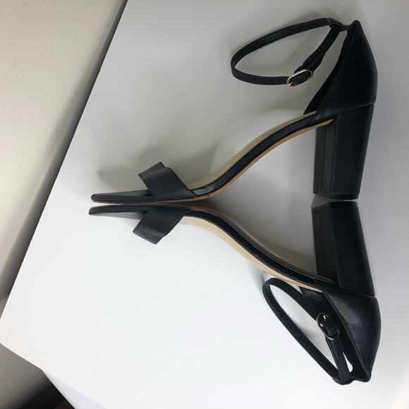 Vince Camuto Block Heel Ankle Strap Minimal Sandal Black Classic 9.5 - Picture 8 of 13